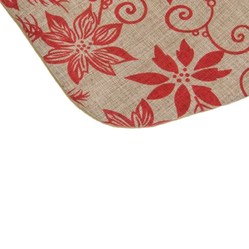 20" Tan and Red Rustic Burlap Poinsettia Christmas Stocking Stockings