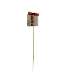 Best 16" Tan Brown and Red Christmas Gift Box Shaped Pick Sprays, Picks & Branches