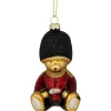 New 4" Teddy Bear Soldier Glass Christmas Hanging Ornament Animals