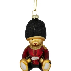 New 4" Teddy Bear Soldier Glass Christmas Hanging Ornament Animals