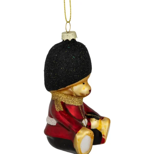 New 4" Teddy Bear Soldier Glass Christmas Hanging Ornament Animals
