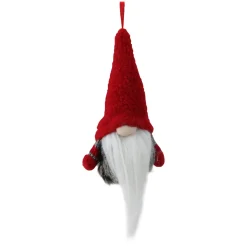 Outlet 6” Tiny Gray and Red Striped Faux Fur Christmas Santa Gnome Ornament Gnomes