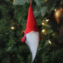 Outlet 6” Tiny Gray and Red Striped Faux Fur Christmas Santa Gnome Ornament Gnomes