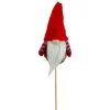 Outlet 11.5" Tiny Gray Faux Fur Santa Gnome with Red Hat and Striped Arms on a Stick Christmas Decoration Sprays, Picks & Branches