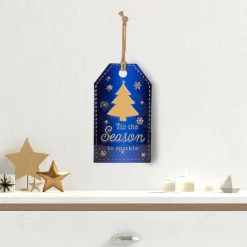 Outlet 12.25" Tis the Season to Sparkle Blue Christmas Gift Tag Wall Decoration Wall