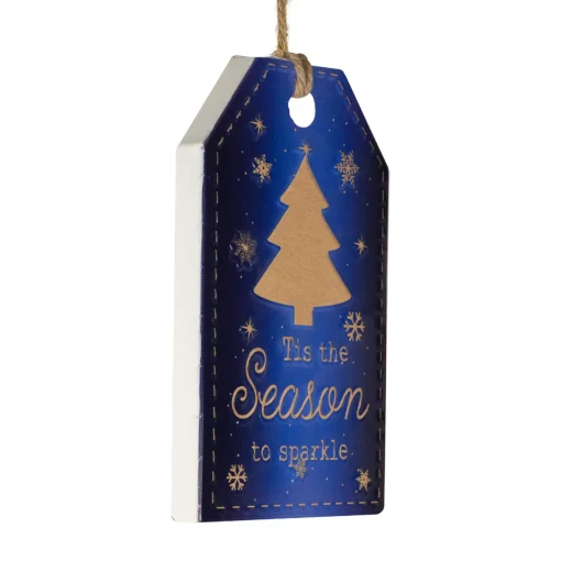 Outlet 12.25" Tis the Season to Sparkle Blue Christmas Gift Tag Wall Decoration Wall
