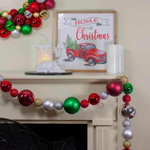Online 6' Traditional Colored Shatterproof Ball Artificial Christmas Garland - Unlit Pre Decorated
