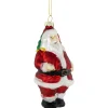 5" Traditional Red and White Santa Hanging Glass Christmas Ornament Santa Claus