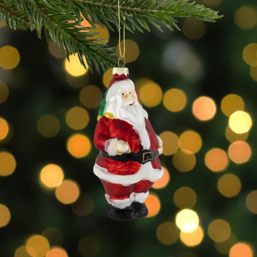 5" Traditional Red and White Santa Hanging Glass Christmas Ornament Santa Claus