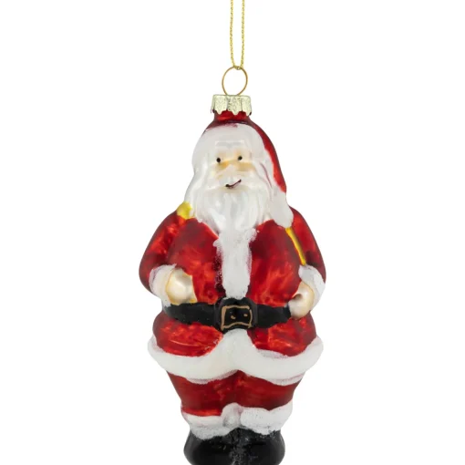 5" Traditional Red and White Santa Hanging Glass Christmas Ornament Santa Claus