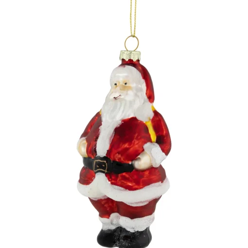 5" Traditional Red and White Santa Hanging Glass Christmas Ornament Santa Claus