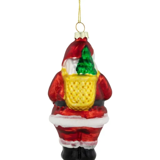 5" Traditional Red and White Santa Hanging Glass Christmas Ornament Santa Claus