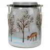 New 6.25" Trees and Fawns Flameless Glass Candle Lantern Candle Holders