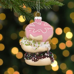 Sale 3.75" Triple Stacked Doughnuts Glass Christmas Ornament Food & Beverage
