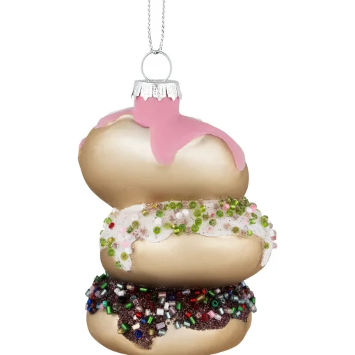 Sale 3.75" Triple Stacked Doughnuts Glass Christmas Ornament Food & Beverage