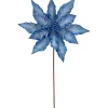 Sale 25" Two Tone Blue Glittered Poinsettia Christmas Stem Spray Sprays, Picks & Branches