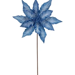 Sale 25" Two Tone Blue Glittered Poinsettia Christmas Stem Spray Sprays, Picks & Branches