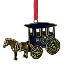 Discount 3.25" U.S. Mail Parcel Horse and Buggy Christmas Ornament with European Crystals Occupations