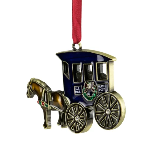 Discount 3.25" U.S. Mail Parcel Horse and Buggy Christmas Ornament with European Crystals Occupations