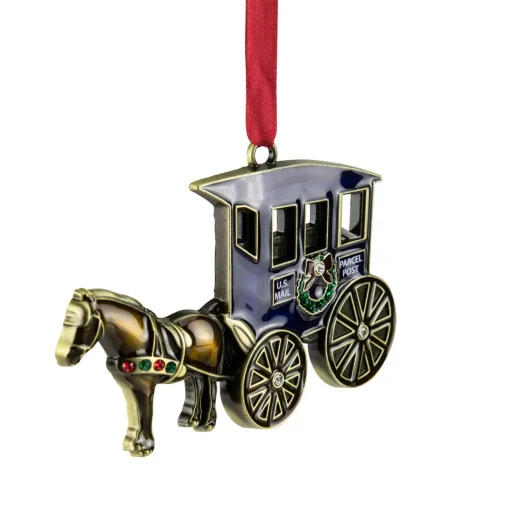 Discount 3.25" U.S. Mail Parcel Horse and Buggy Christmas Ornament with European Crystals Occupations