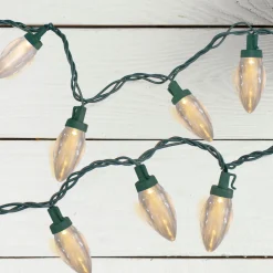 Hot 25 Warm White LED C9 Christmas Lights - 16 ft Green Wire C7 & C9 Lights