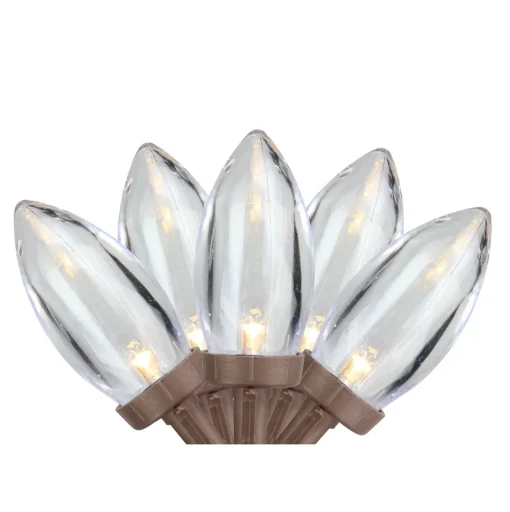 Online 25 Warm White LED C9 Christmas Lights - 16 ft Brown Wire C7 & C9 Lights