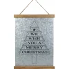Sale 16" We Wish You a Merry Christmas Galvanized Sheet Metal Hanging Wall Sign Wall