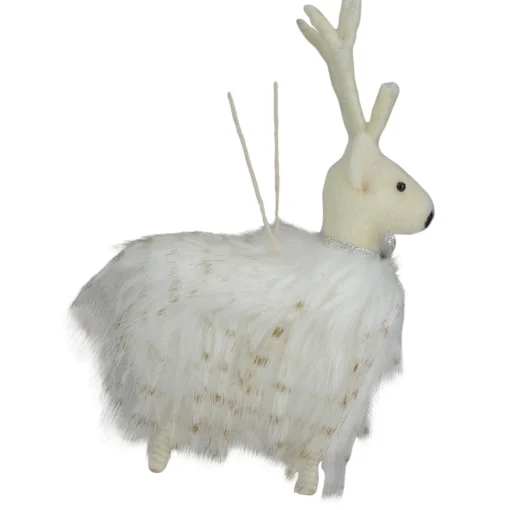 New 8" White and Beige Reindeer Christmas Ornament Animals
