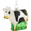 3" White and Black Cow Glass Christmas Ornament Animals