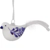 Outlet 6.5" White and Blue Bird Glass Christmas Ornament Animals