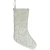 Best 18" White and Gold Christmas Stocking with Sequined Trees Stockings