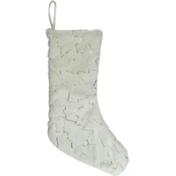 Best 18" White and Gold Christmas Stocking with Sequined Trees Stockings