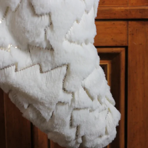 Best 18" White and Gold Christmas Stocking with Sequined Trees Stockings
