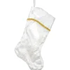 Outlet 20.5" White and Gold Glitter Poinsettia Christmas Stocking Stockings