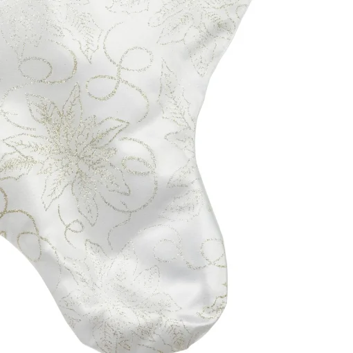 Outlet 20.5" White and Gold Glitter Poinsettia Christmas Stocking Stockings