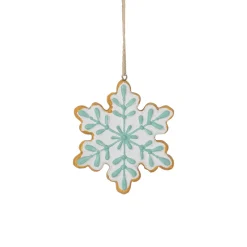 Online 3.75" White and Green Christmas Snowflake Ornament Icicles|Snowflakes