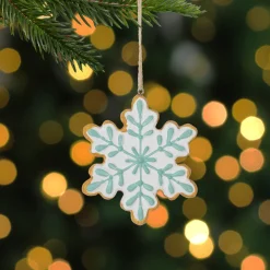 Online 3.75" White and Green Christmas Snowflake Ornament Icicles|Snowflakes