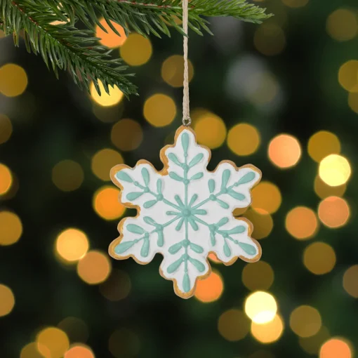 Online 3.75" White and Green Christmas Snowflake Ornament Icicles|Snowflakes