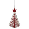 Clearance 6" White and Red Christmas Tree Glass Ornament Garden & Floral