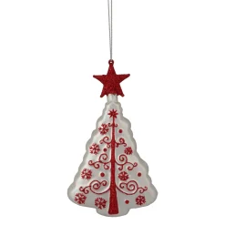 Clearance 6" White and Red Christmas Tree Glass Ornament Garden & Floral