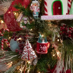 Clearance 6" White and Red Christmas Tree Glass Ornament Garden & Floral