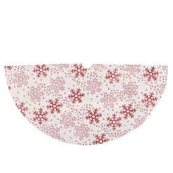 Outlet 20" White and Red Glitter Snowflake Mini Burlap Christmas Tree Skirt Cloth|Metal