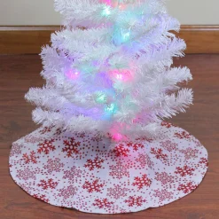 Outlet 20" White and Red Glitter Snowflake Mini Burlap Christmas Tree Skirt Cloth|Metal
