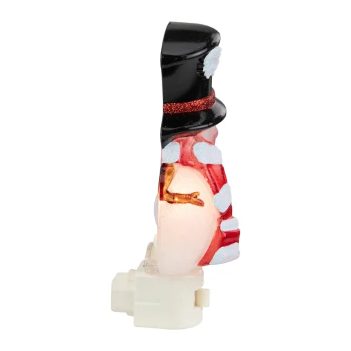 Discount 6.5" White and Red Snowman in Black Top Hat Christmas Night Light Night Lights