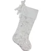 Best 19” White and Silver Filigree Christmas Stocking with Bows Stockings