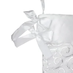 Best 19” White and Silver Filigree Christmas Stocking with Bows Stockings