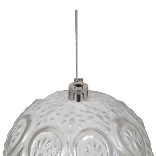 New 3.5" White and Silver Floral Distressed Christmas Ball Ornament Glass|Ball Ornaments