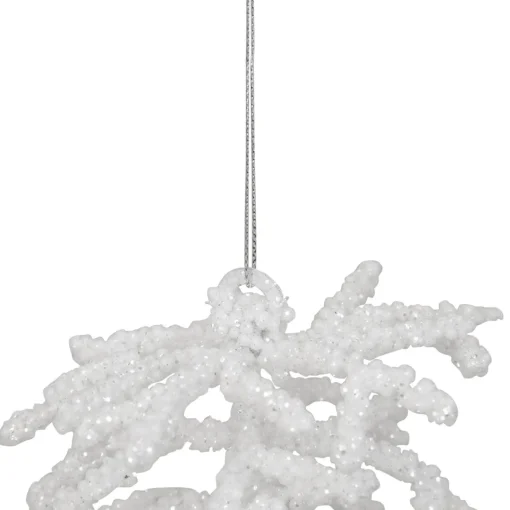 Online 5" White and Silver Glitter Pine Cone Christmas Ornament Novelty