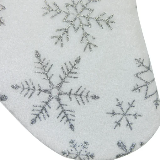 19" White and Silver Snowflakes Christmas Stocking Stockings