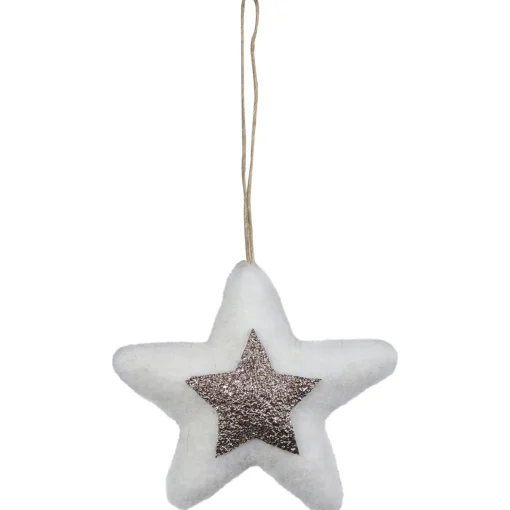 Best 3.75" White and Silver Star Hanging Christmas Ornament Symbols